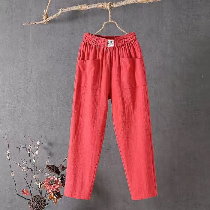 Mila | Casual Cotton Linen Trousers with Elasticated Waist