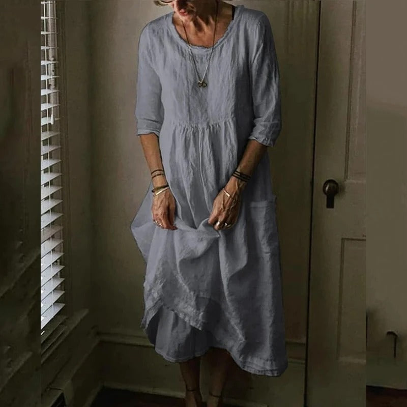 Ivy™ - Comfy Maxi Dress with Loose Round Neck