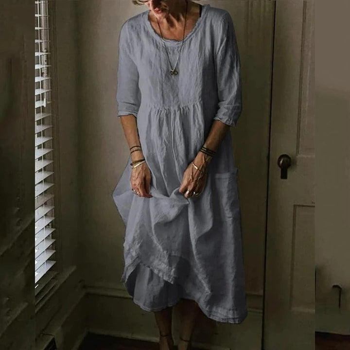 Ivy™ - Comfy Maxi Dress with Loose Round Neck