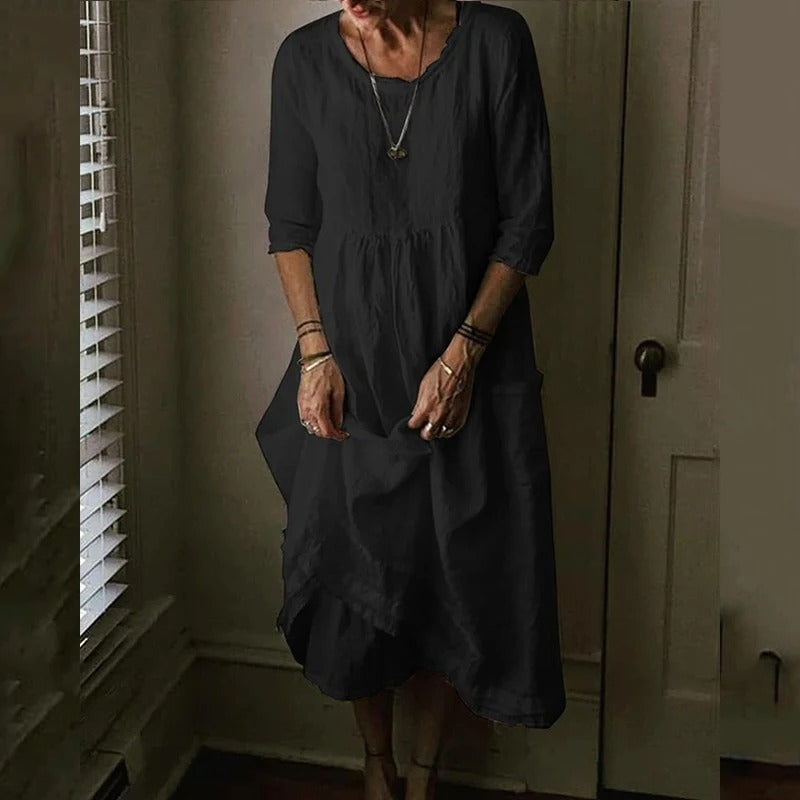 Ivy™ - Comfy Maxi Dress with Loose Round Neck